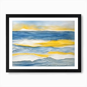 Abstract 'Seascape' Blue & Yellow Art Print