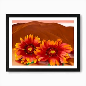 Georgia OKeeffe - Red Hills with Flowers Art Print