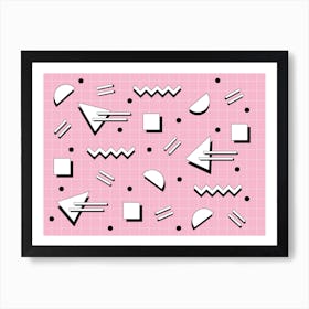 Memphis Pattern Retro Dreamwave 80s Vintage 90s Pink Shapes Artwork Art Print