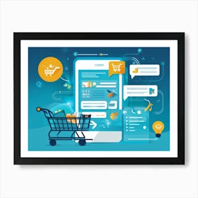 An Intricate Digital Rendering Of A Lively E Commerce Interface Design With Features Like A Shoppin (3) Art Print