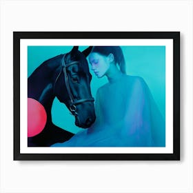 Girl And A Horse Art Print