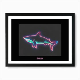 Neon Pink Sign Inspired Shark Poster 3 Art Print