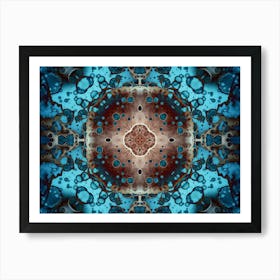 Abstract Watercolor Blue Mandala Texture 3 Art Print