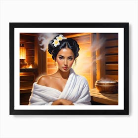 Woman In A Sauna Art Print