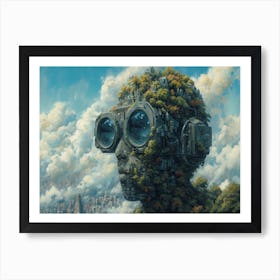 Digital Fusion: Human and Virtual Realms - A Neo-Surrealist Collection. City In The Sky Art Print