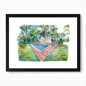 Blue Backyard Pool In Key West Art Print