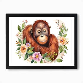 Little Floral Orangutan 2 Art Print