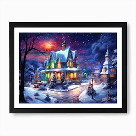 Twilight Winter - Christmas Village Art Print