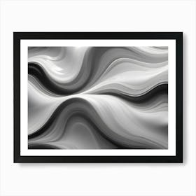 An Abstract Background Of Swirling, Flowing Lines In Shades Of White, Gray, And Black, Creating A Sense Of Movement And Depth Art Print