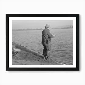 Fisherman On Banks Of Columbia River, Cowlitz County, Washington By Russell Lee 3 Art Print