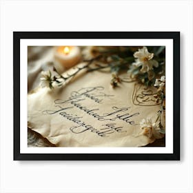 Calligraphic Handwriting Crafting An Elegant Thank You Note Swoops And Curls Of The Letters Intrica (4) Art Print