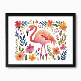 Little Floral Flamingo 1 Art Print