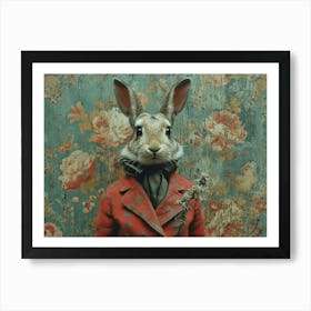 Absurd Bestiary: From Minimalism to Political Satire.Rabbit In Red Coat Art Print