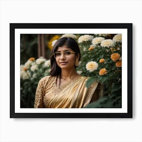 Beautiful woman in Golden Sari Art Print