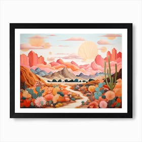 Landscape Desert And Cactus Painting 2 Art Print