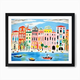 Venice Italy Cute Watercolour Illustration 8 Art Print