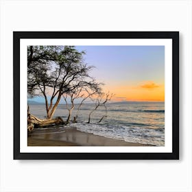 Sunset On A Beach At The Side Of The Road In Maui (Hawaii Series) Art Print