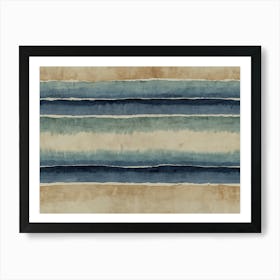 Blue And Beige Stripes Art Print