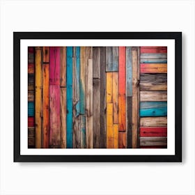 Colorful wood plank texture background 3 Art Print