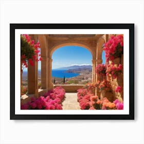 Pink Flowers In The Garden Art Print