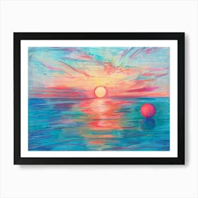 Sunset With Ball Art Print