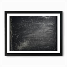 An Extreme Closeup View Of A Smudged Bare Black Slate Chalkboard Revealing The Subtle Nuances Of Art Print