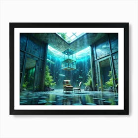 Underwater Room With A Chair And Fish Art Print