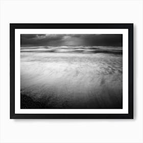 Winter Storm Over Sidni Ali beach Art Print In Black And White