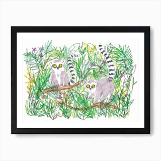 Jungle Lemurs Art Print