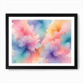 Abstract Background Of Colorful, Watercolor Like Flowers In Shades Of Pink, Blue, Yellow, And Green Art Print