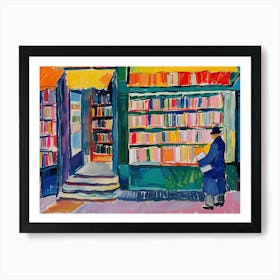 Vintage Bookshop Painting Maximalist Colorful Art Print