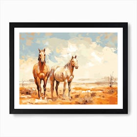 Horses Painting In Namibrand Nature Reserve, Namibia, Landscape 3 Art Print