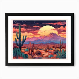 Desert Landscape With Cactus 2 Art Print