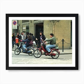 Paninari Riding Scooters In Florence Art Print