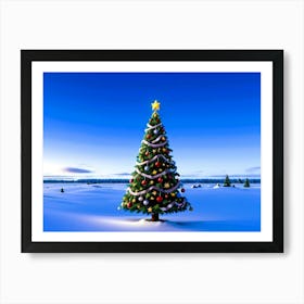 3d Animation Style Christmas Tree On North Pole 3 Art Print