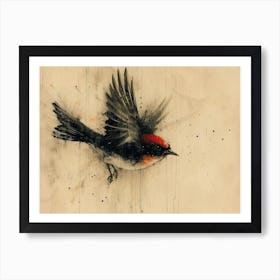 Calligraphic Wonders: Bird In Flight 1 Art Print