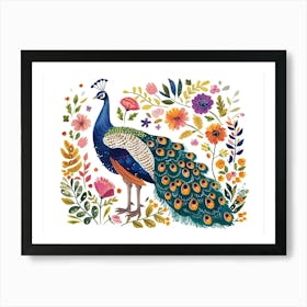 Little Floral Peacock 1 Art Print