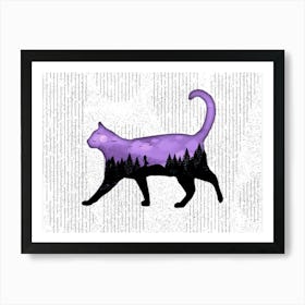 Cat Halloween Pet Forest Silhouette Animal Surreal Nature Fantasy Art Print