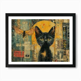 The Rebuff: Ornate Illusion in Contemporary Collage. Cat And Moth Art Print