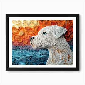 Dogo Argentino Paper Quilling Dog Portrait Art Print