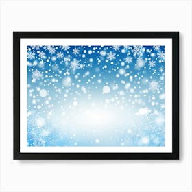 Template Snowfall Pattern Defocused Flier Holiday Frost Snowflake Fall Season Shine Blue (12) Art Print