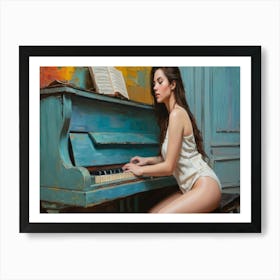 Woman Playing The Piano Vincent Van Gogh Style Art Print