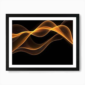 Abstract Image Of A Glowing, Golden Wave Against A Black Background Art Print