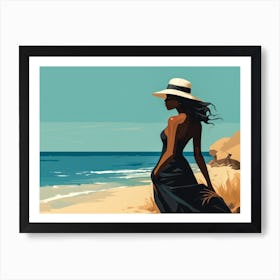 Illustration of an African American woman at the beach 52 Art Print