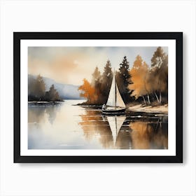 Sailboat Painting Lake House (7) Art Print