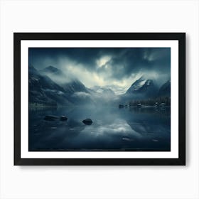 Dark Mountain Lake Art Print