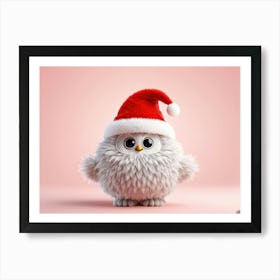 Bubo A Fluffy Winter Stylized Illustration As A Decorative Object For December Donned In A Festive (4) Art Print