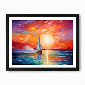 Sailboat At Sunset 2 Art Print