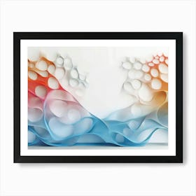 Smooth Blue And Gradient Red Curves Intertwine On A White Canvas With A Glossy 1 Art Print