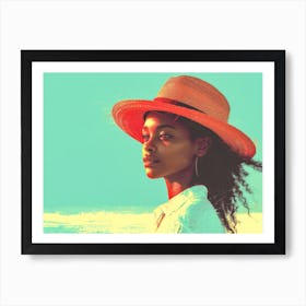 Illustration of an African American woman at the beach 21 Art Print